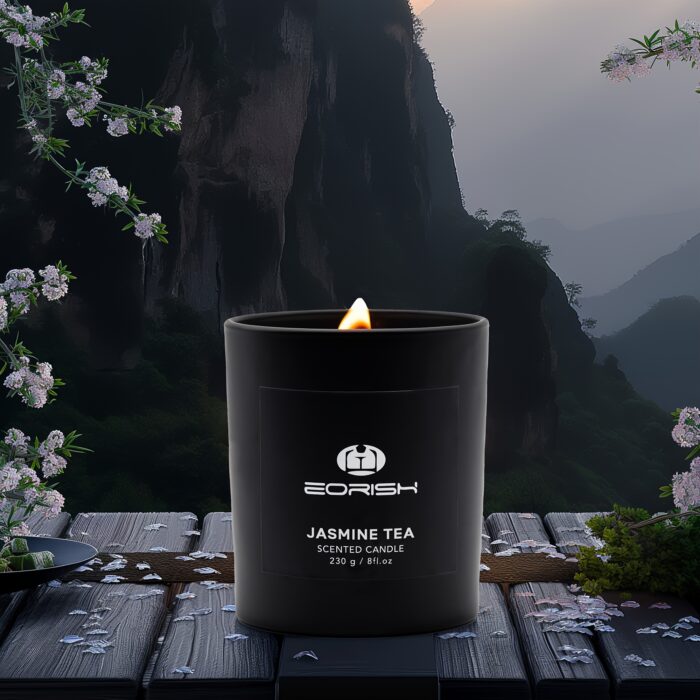 [Scented Soy Candle] E Orchish Scented Soy Candle | Jasmine, Tea, Lavender, Berry, Cherry, Zen Tea, Peach Fragrances - Round Black Jar with Golden Accents, Ideal for Parties, Weddings, Anniversaries, Holidays, Home Decor - 图片 6