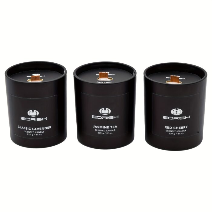 [Scented Soy Candle] E Orchish Scented Soy Candle | Jasmine, Tea, Lavender, Berry, Cherry, Zen Tea, Peach Fragrances - Round Black Jar with Golden Accents, Ideal for Parties, Weddings, Anniversaries, Holidays, Home Decor - 图片 5