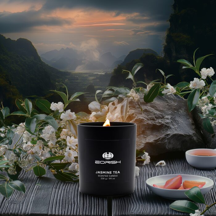 [Scented Soy Candle] E Orchish Scented Soy Candle | Jasmine, Tea, Lavender, Berry, Cherry, Zen Tea, Peach Fragrances - Round Black Jar with Golden Accents, Ideal for Parties, Weddings, Anniversaries, Holidays, Home Decor - 图片 4