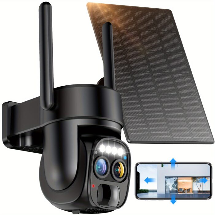 Hawkray [10x Zoom] 360-degree Low-power Cctv Solar Panel Battery 2K FHD WiFi Camrea With Spotlight Alarm, Motion Detection, Color Night Vision, Two-way Audio
