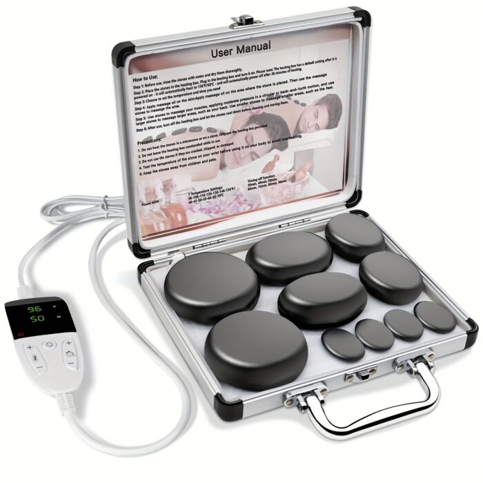 [Temperature Adjustment] Hot Stones Massage Set | 10pcs | Temperature Adjustment | Professional Massage Tool for Spa