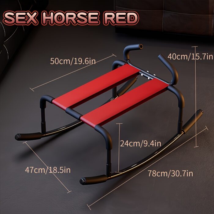 Alloy Frame Adult Toy Chair, Black Non-Electric Use, Elasticity Harness Accessory, Home Horse Style, 1pc - 图片 2