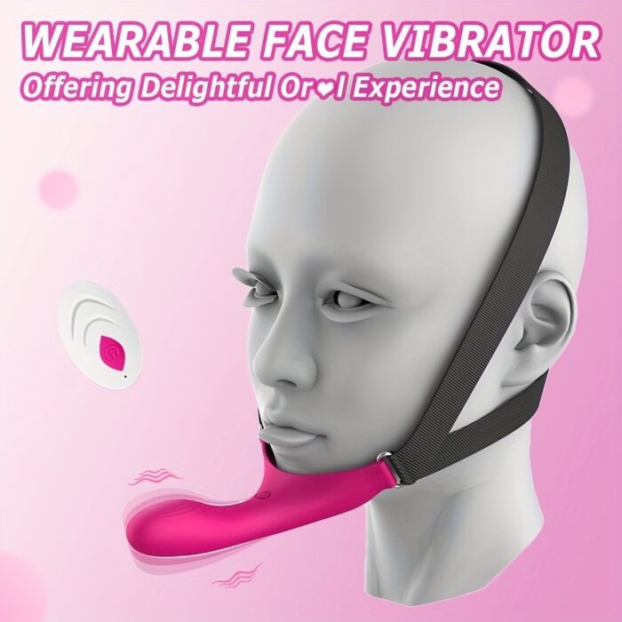 10 Vibrating Modes Wearable Head-Mounted 1pc Strap-On Face Chin Harness Vibrator Dildo - G-Spot Stimulation Adult Sex Toy For Women Couples - 图片 12