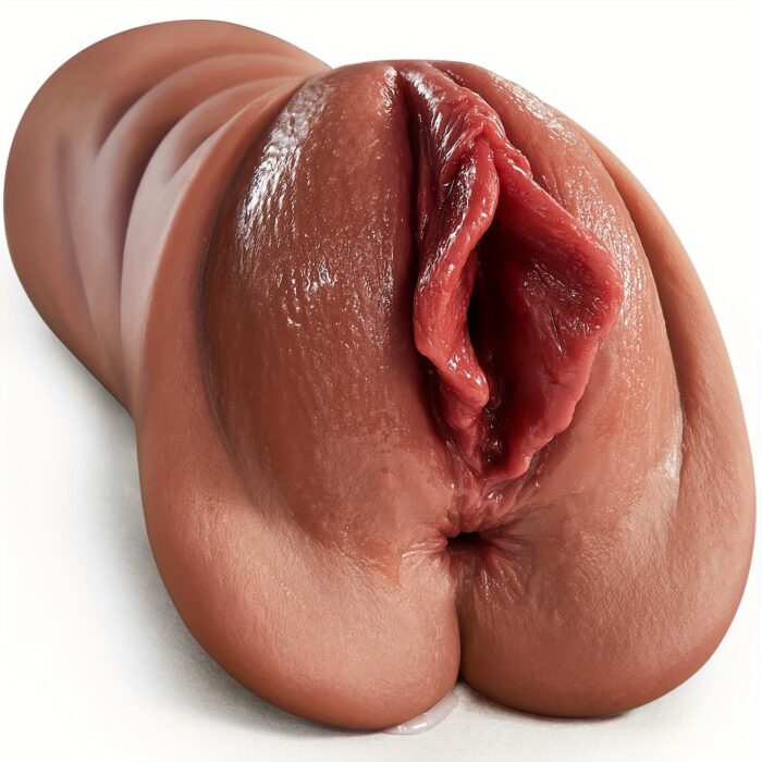 1pc Realistic Pocket Pussy Male Masturbators, Thick Labia Brown Male Masturbator With 5D Stimulation Deep Vagina And Tight Anus, Lifelike Blowjob Male Stroker Adult Sex Toys For Men Masturbation - 图片 9