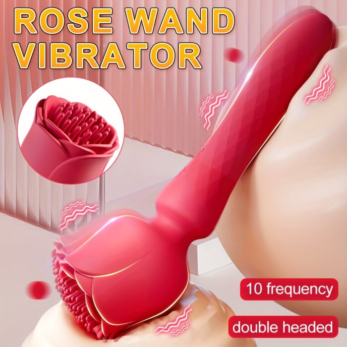 1pc Vibrator Wand Female Rose Sex Toy, Clit Stimulator Vibrators Adult Sex Toys for Clitoral Nipple G Spot Massager with 10 Vibration Modes, Magic Wand with Wrapping Vibrating Design for Women Couple Sex Games - 图片 2