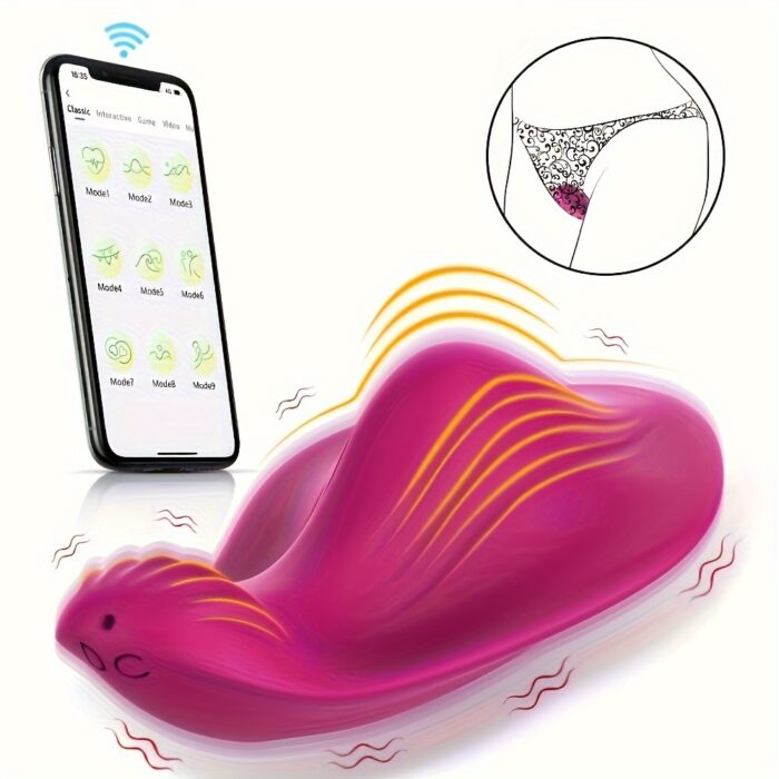 1pc Thong Wearable Vibrator Female Adult Sex Toy Butterfly Vibrator Rose Sex Toy Female Mini Panty Vibrator APP Control Stimulator Adult Toy with 9 Vibration Modes - 图片 9