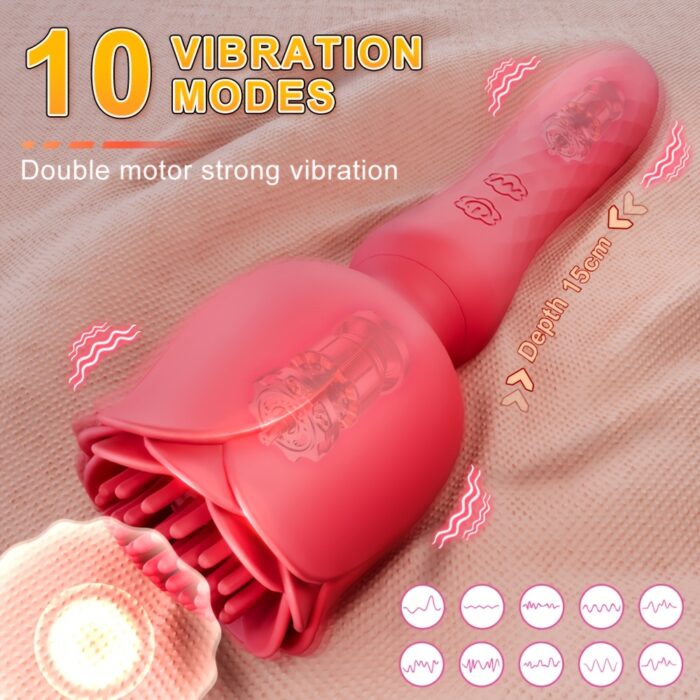 1pc Vibrator Wand Female Rose Sex Toy, Clit Stimulator Vibrators Adult Sex Toys for Clitoral Nipple G Spot Massager with 10 Vibration Modes, Magic Wand with Wrapping Vibrating Design for Women Couple Sex Games - 图片 11