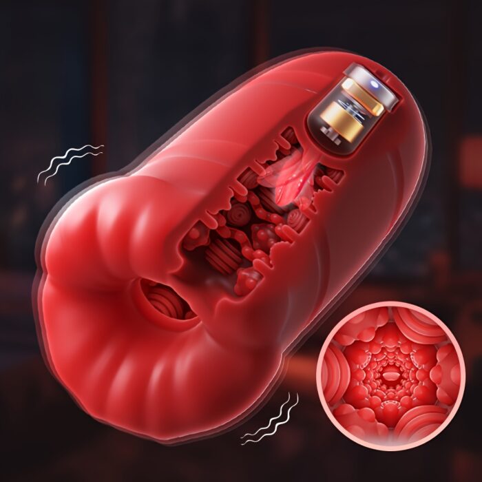 1pc Male Vibrating Oral Masturbation Cup, 10 Frequencies with Tongue Licking Mouth and Tight Soft Vagina, Strong Clamping Suction, 5D Vagina and Deep Throat Love, Lipstick Mouth Fun, Male Toys, Penis Trainer Exerciser, Airplane Cup - 图片 10