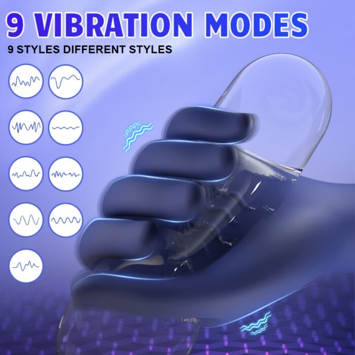 1pc Electric Male Masturbator Penis Trainer Vibrator Sex Toy, Soft Silicone Dildo Massager Sex Machine with 9 Vibration Modes, Realistic Finger Wrapping Vibrating Penis Stroker Adult Sex Toys for Men Couple - 图片 12