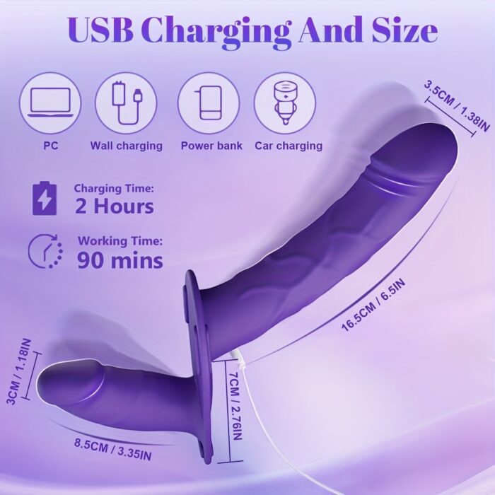 Dildo - 1pc Vibrating Strapless Strap-On Dildo Female Sex Toys, Realistic Wearable Panty Dildos Vibrator For Vagina Anal Stimulation With 10 Vibration - 图片 10
