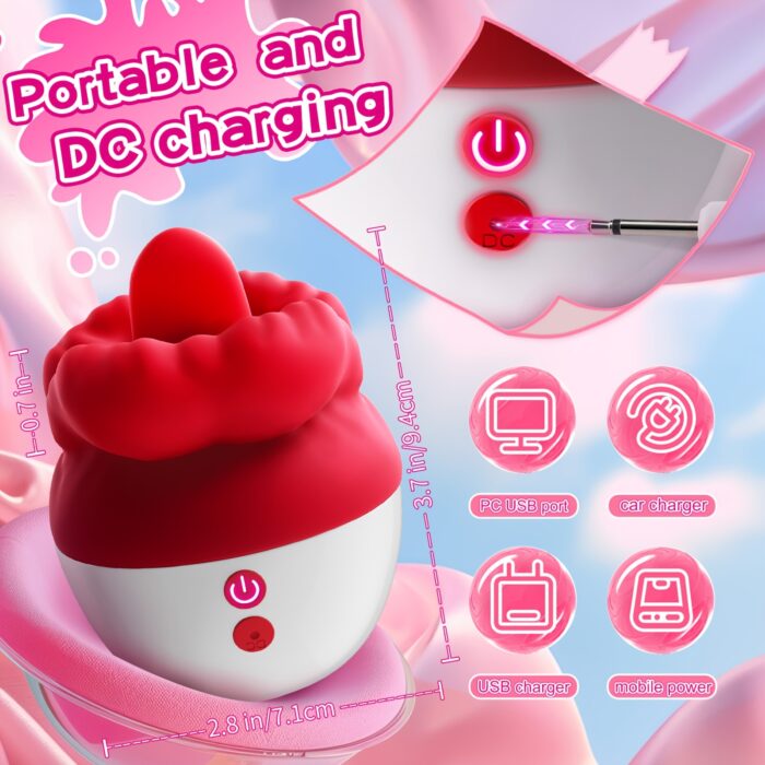3-in-1 Sexy Rose Clitoral Vibrator - Multi-Functional Oral Sucking, Portable Pussy Licking Massage, Silent Clitoral Stimulation, and Licking Stress Relieving - Designed for Womens Pleasure and Satisfaction, Ideal for Solo Play or Couples Intimacy - 图片 10