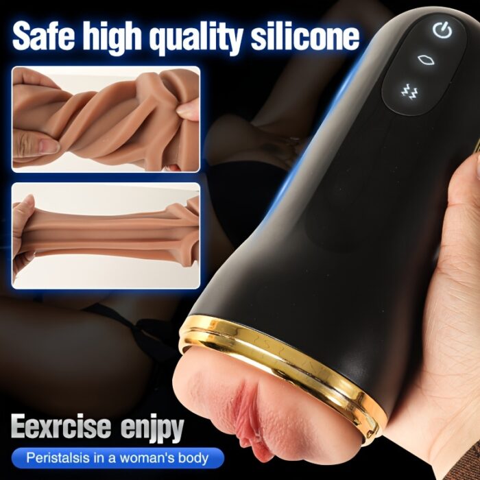 Simulation Electric Plane Cup, Crotch Self-Therapy, TPE Material Cannon Pocket Cat, Soft and Comfortable Material, with 3D Realistic Textured Vaginal Toy, Male Adult Self-Therapy Electric Toy - 图片 6