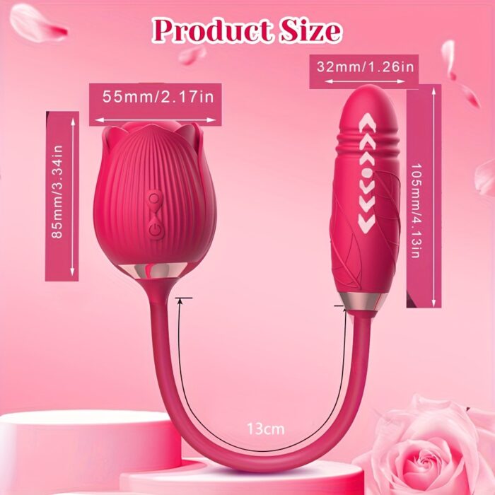 Rose Sex Toy Dildo Vibrator: 3-in-1 Rose Sex Stimulator for Women with 10 Sucking & Thrusting Dildo G-Spot Vibrators - Adult Sex Toys for Couples - 图片 9