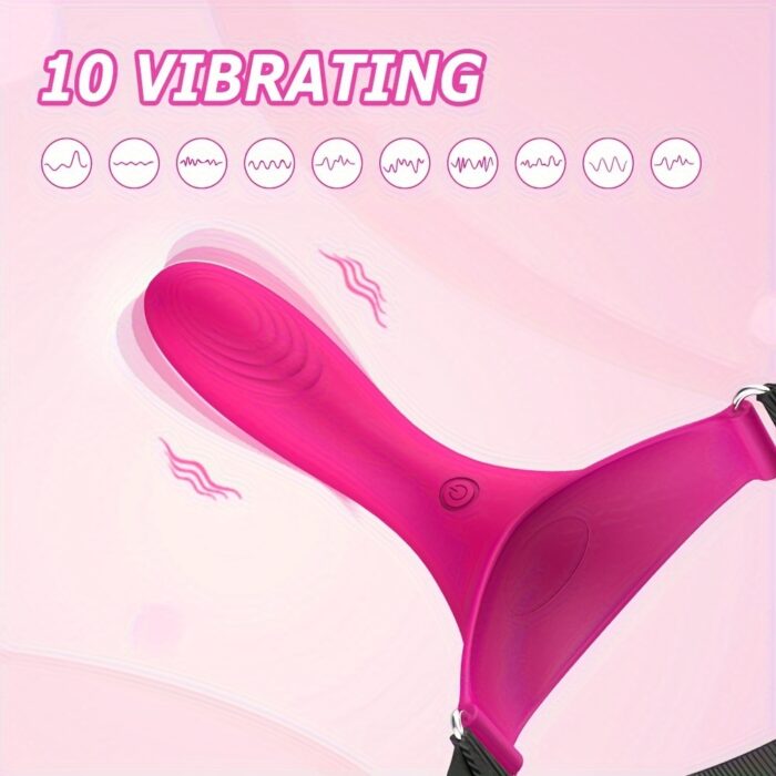 10 Vibrating Modes Wearable Head-Mounted 1pc Strap-On Face Chin Harness Vibrator Dildo - G-Spot Stimulation Adult Sex Toy For Women Couples - 图片 9