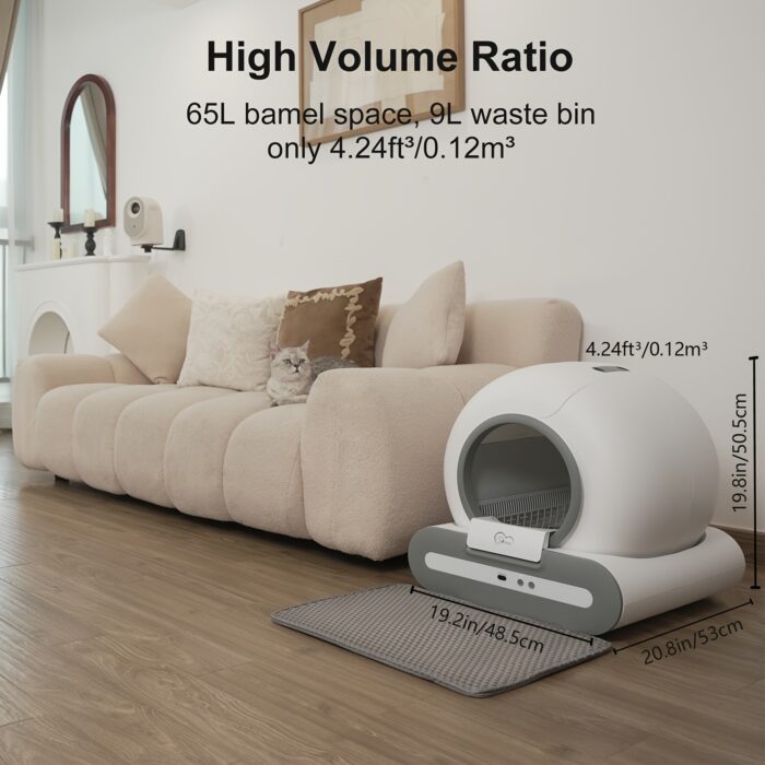 DOEL Smart Self-Cleaning Automatic Cat Litter Box with App Control & 2.4G WiFi, 17.17gal Large Capacity, Litter Mat & Trash Bags, Infrared & Gravity Sensors, Sleek White Oval Design for Cats 3.3-15 lbs, Self Cleaning Litter Box, Wireless Connectivity Pet Device, Self Cleaning Toilet, Stylish Pet Product, Highquality Pet Product, Wifi Enabled, Cat Owners - 图片 9