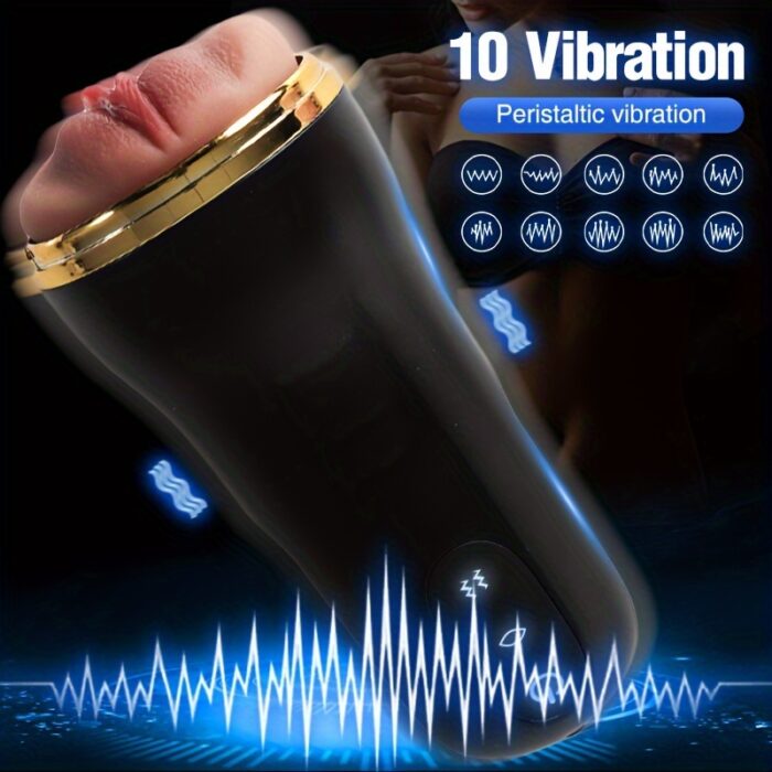 Simulation Electric Plane Cup, Crotch Self-Therapy, TPE Material Cannon Pocket Cat, Soft and Comfortable Material, with 3D Realistic Textured Vaginal Toy, Male Adult Self-Therapy Electric Toy - 图片 5