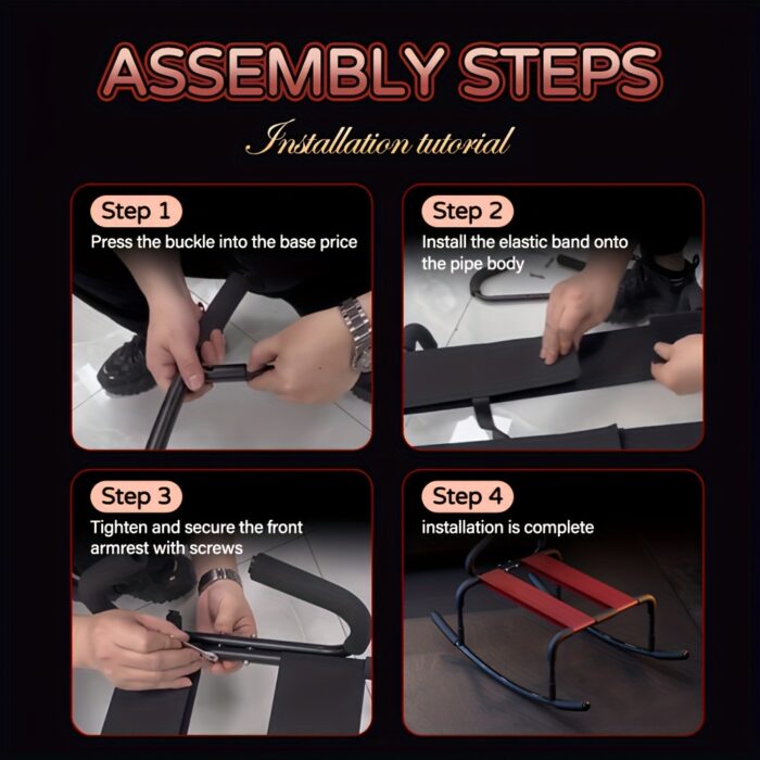 Alloy Frame Adult Toy Chair, Black Non-Electric Use, Elasticity Harness Accessory, Home Horse Style, 1pc - 图片 5