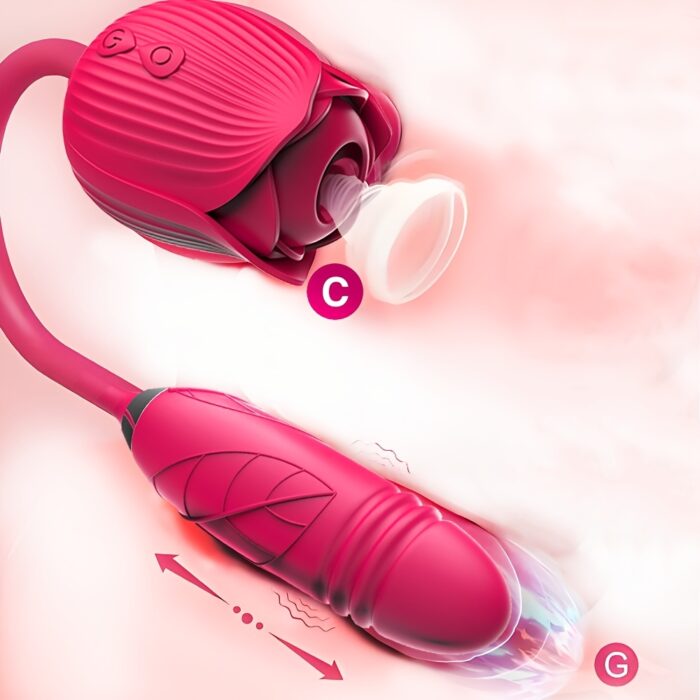 Rose Sex Toy Dildo Vibrator: 3-in-1 Rose Sex Stimulator for Women with 10 Sucking & Thrusting Dildo G-Spot Vibrators - Adult Sex Toys for Couples - 图片 7