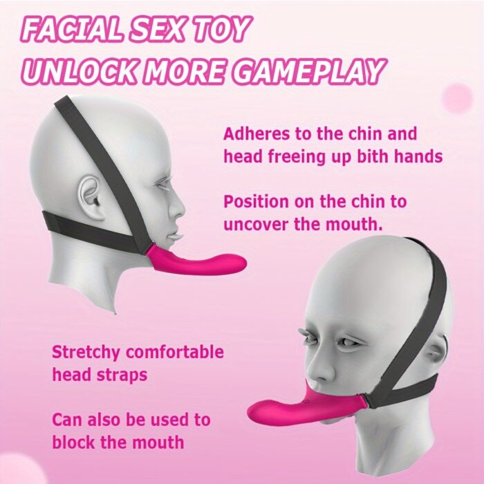 10 Vibrating Modes Wearable Head-Mounted 1pc Strap-On Face Chin Harness Vibrator Dildo - G-Spot Stimulation Adult Sex Toy For Women Couples - 图片 7
