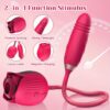 Rose Sex Toy Dildo Vibrator: 3-in-1 Rose Sex Stimulator for Women with 10 Sucking & Thrusting Dildo G-Spot Vibrators - Adult Sex Toys for Couples - Image 6