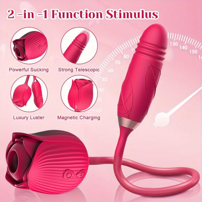 Rose Sex Toy Dildo Vibrator: 3-in-1 Rose Sex Stimulator for Women with 10 Sucking & Thrusting Dildo G-Spot Vibrators - Adult Sex Toys for Couples - 图片 6