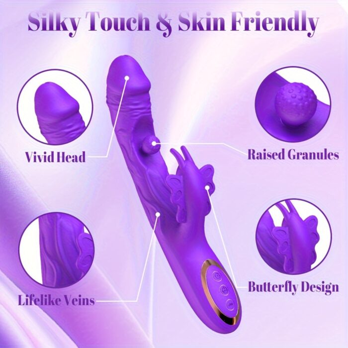 1pc Realistic Dildo G Spot Vibrator Female Sex Toy, Rotation And Vibrating Butterfly Clitoral Stimulator Adult Sex Toys Dildos, Rabbit Vibrators For Women And Couple - 图片 5
