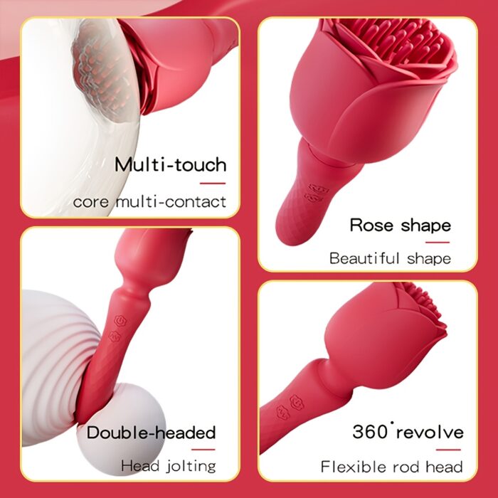 1pc Vibrator Wand Female Rose Sex Toy, Clit Stimulator Vibrators Adult Sex Toys for Clitoral Nipple G Spot Massager with 10 Vibration Modes, Magic Wand with Wrapping Vibrating Design for Women Couple Sex Games - 图片 5