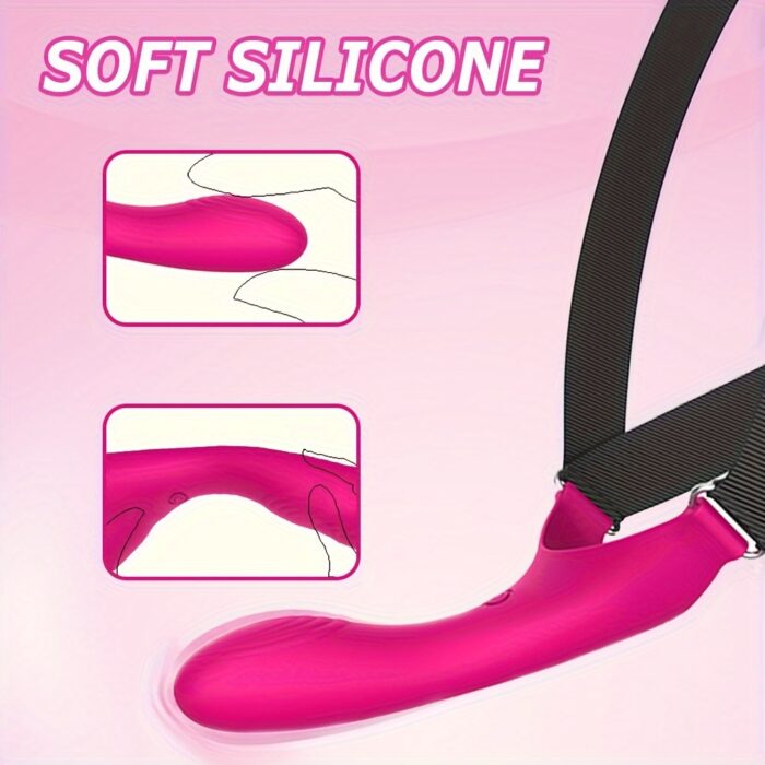 10 Vibrating Modes Wearable Head-Mounted 1pc Strap-On Face Chin Harness Vibrator Dildo - G-Spot Stimulation Adult Sex Toy For Women Couples - 图片 4