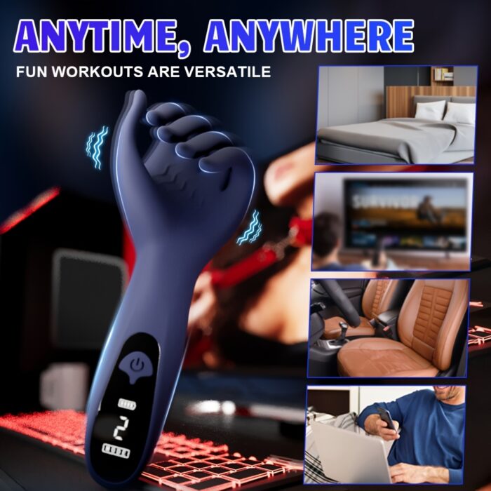 1pc Electric Male Masturbator Penis Trainer Vibrator Sex Toy, Soft Silicone Dildo Massager Sex Machine with 9 Vibration Modes, Realistic Finger Wrapping Vibrating Penis Stroker Adult Sex Toys for Men Couple - 图片 5