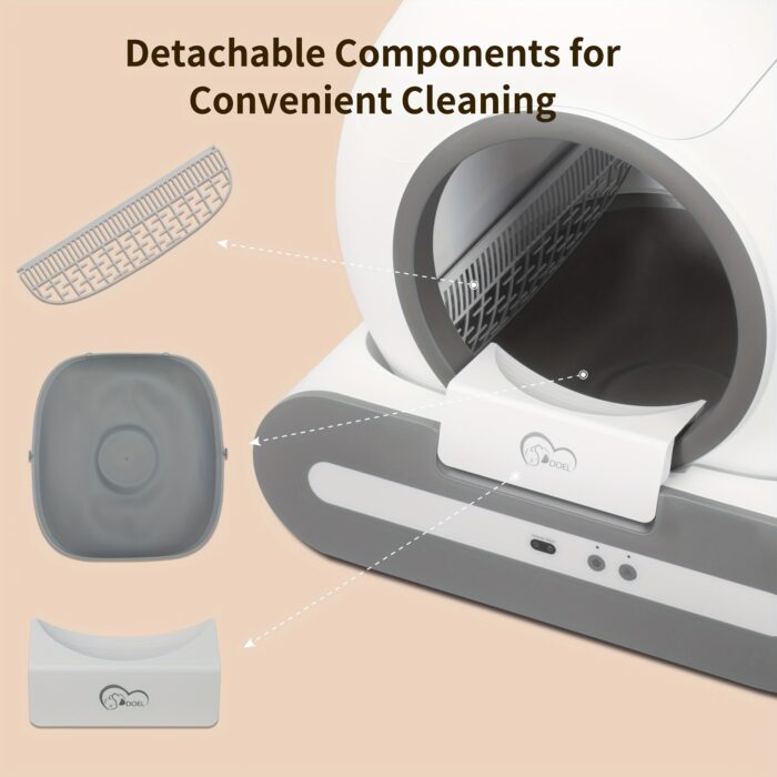 DOEL Smart Self-Cleaning Automatic Cat Litter Box with App Control & 2.4G WiFi, 17.17gal Large Capacity, Litter Mat & Trash Bags, Infrared & Gravity Sensors, Sleek White Oval Design for Cats 3.3-15 lbs, Self Cleaning Litter Box, Wireless Connectivity Pet Device, Self Cleaning Toilet, Stylish Pet Product, Highquality Pet Product, Wifi Enabled, Cat Owners - 图片 4