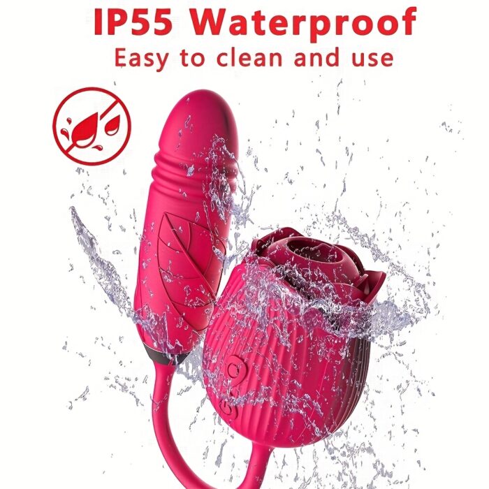 Rose Sex Toy Dildo Vibrator: 3-in-1 Rose Sex Stimulator for Women with 10 Sucking & Thrusting Dildo G-Spot Vibrators - Adult Sex Toys for Couples - 图片 4