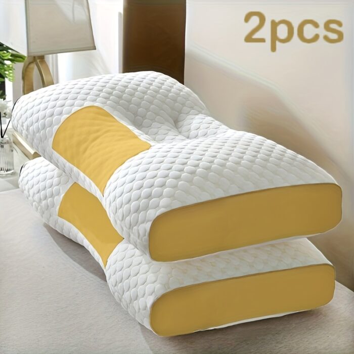 Buy 1 Get 1 Free, 2 Soft Woven Neck Massage Couple Pillows - Adjustable Ergonomic Orthotic Profile Support, High Quality Pillow Core, Detachable Pillowcase For Sleeping Comfort - 图片 6