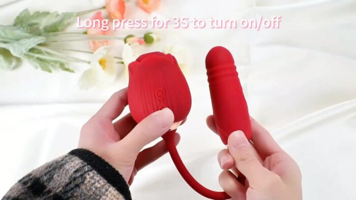 Rose Sex Toy Dildo Vibrator: 3-in-1 Rose Sex Stimulator for Women with 10 Sucking & Thrusting Dildo G-Spot Vibrators - Adult Sex Toys for Couples - 图片 3
