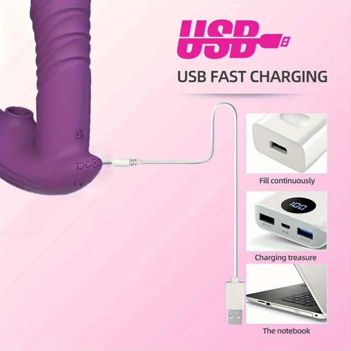 [9 Modes Sucking Vibrator] 9 Vibrating Sucker 9 Thrusting Dildo Modes Clitoral G Spot Vibrators - Sucking Stimulation Vibrator for Women - Adult Sex Toy for Woman Female Couples - 图片 2