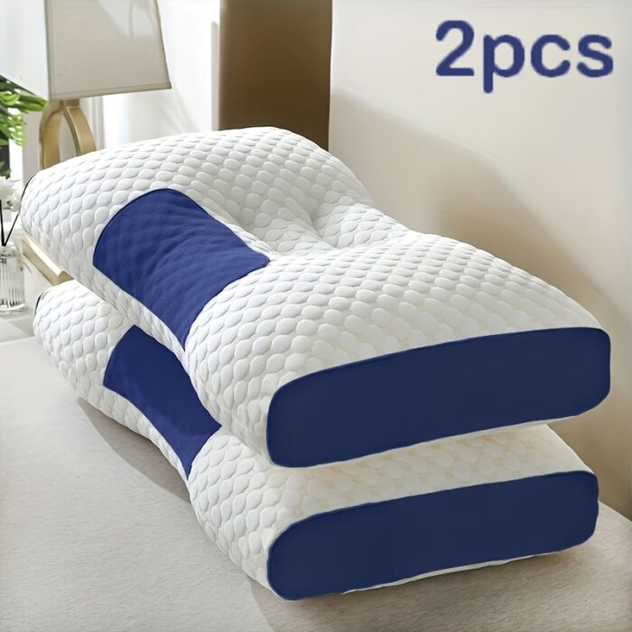 Buy 1 Get 1 Free, 2 Soft Woven Neck Massage Couple Pillows - Adjustable Ergonomic Orthotic Profile Support, High Quality Pillow Core, Detachable Pillowcase For Sleeping Comfort - 图片 5