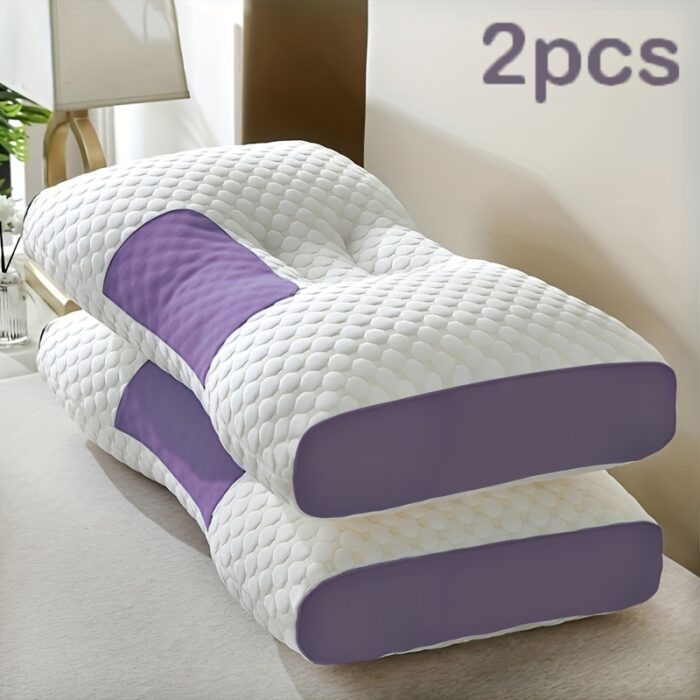 Buy 1 Get 1 Free, 2 Soft Woven Neck Massage Couple Pillows - Adjustable Ergonomic Orthotic Profile Support, High Quality Pillow Core, Detachable Pillowcase For Sleeping Comfort - 图片 4
