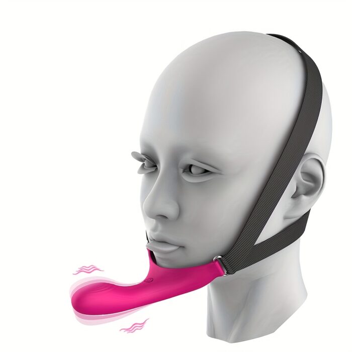 10 Vibrating Modes Wearable Head-Mounted 1pc Strap-On Face Chin Harness Vibrator Dildo - G-Spot Stimulation Adult Sex Toy For Women Couples