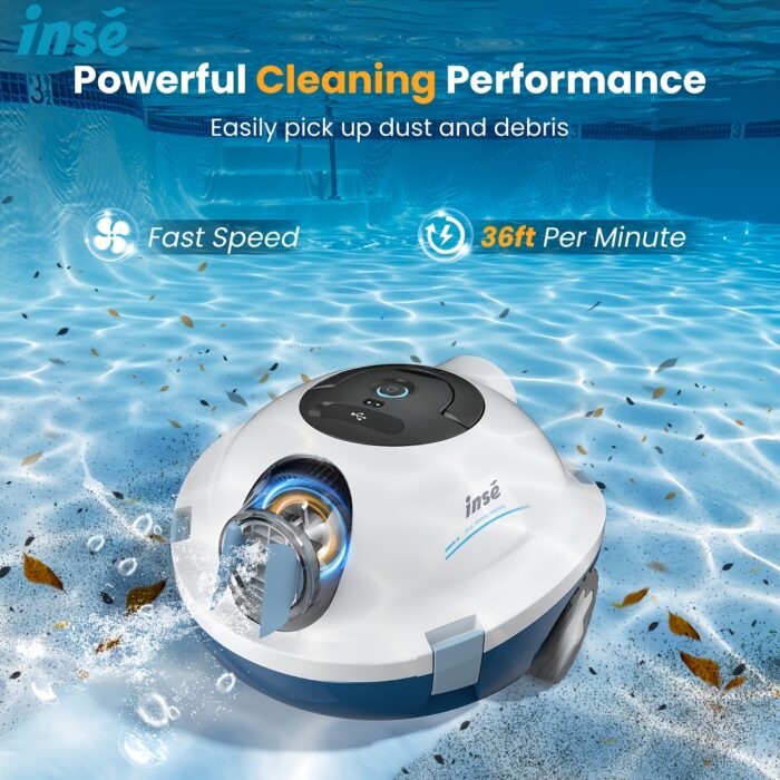 2025 New INSE Cordless Robotic Pool Cleaner, Automatic Vacuum, 90-Min Long Runtime, Self-Parking, Lightweight, Ideal for Flat Above/In-Ground Pool Up to 65 Feet/1100 Sq.Ft - 图片 14