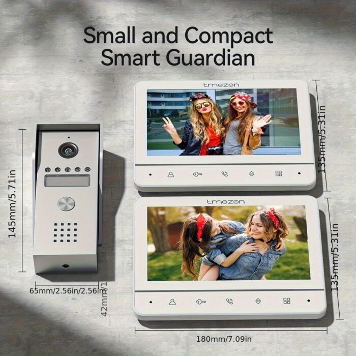 1pc TMEZON Wired Video Doorbell Intercom System with 7" Indoor Monitor & Outdoor Camera - One-Touch Unlock, Two-Way Audio, Night Vision, Heavy-Duty Doorbell Station - Hardwired Security System for Apartment, Office, House - DC Power Supply (No Batteries Needed) - Ideal for Front Door, Commercial/Residential Use, Office Entry Management, Antivandal Construction, Highdefinition Display - 图片 11