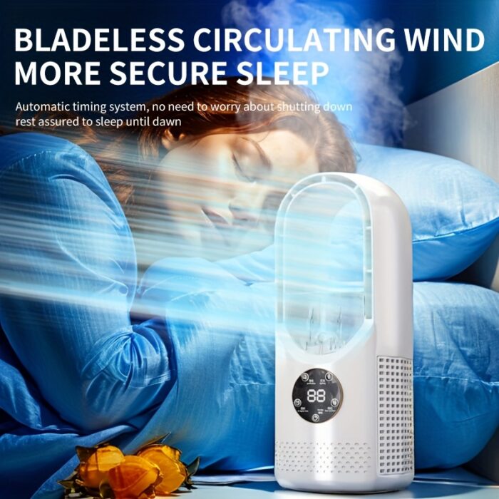 Portable Air Conditioning Fan USB Tower Fan Desktop Bladeless Fan - With Water Mist Cooling, Seven-color LED Ambient Light, Timer And Smart Shutdown - Perfect For Office, Travel, Camping And Home Essentials - 图片 13