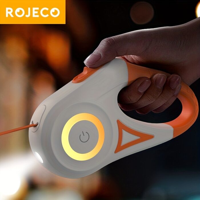 16ft Retractable Dog Leash - Hands-Free, LED Flashlight, Durable Nylon for Nighttime Walks & Runs, One-Button Brake & Lock | Comfortable Grip - 图片 10