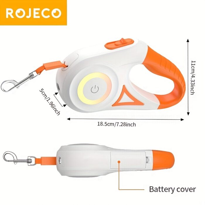 16ft Retractable Dog Leash - Hands-Free, LED Flashlight, Durable Nylon for Nighttime Walks & Runs, One-Button Brake & Lock | Comfortable Grip - 图片 9