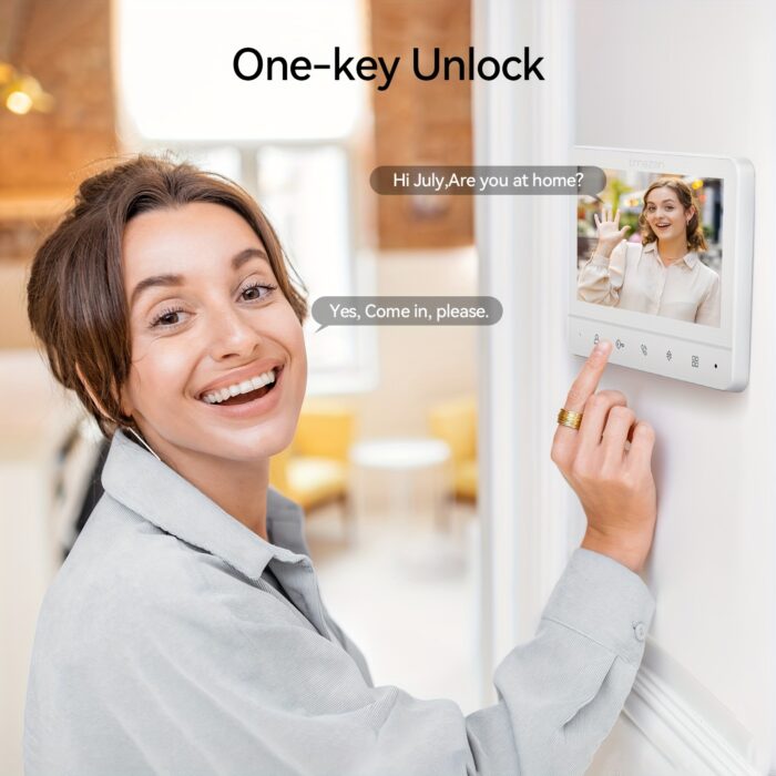1pc TMEZON Wired Video Doorbell Intercom System with 7" Indoor Monitor & Outdoor Camera - One-Touch Unlock, Two-Way Audio, Night Vision, Heavy-Duty Doorbell Station - Hardwired Security System for Apartment, Office, House - DC Power Supply (No Batteries Needed) - Ideal for Front Door, Commercial/Residential Use, Office Entry Management, Antivandal Construction, Highdefinition Display - 图片 8