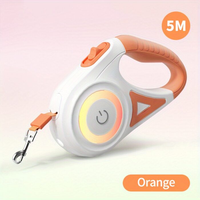 16ft Retractable Dog Leash - Hands-Free, LED Flashlight, Durable Nylon for Nighttime Walks & Runs, One-Button Brake & Lock | Comfortable Grip - 图片 8
