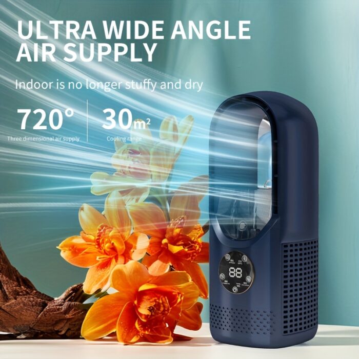 Portable Air Conditioning Fan USB Tower Fan Desktop Bladeless Fan - With Water Mist Cooling, Seven-color LED Ambient Light, Timer And Smart Shutdown - Perfect For Office, Travel, Camping And Home Essentials - 图片 10