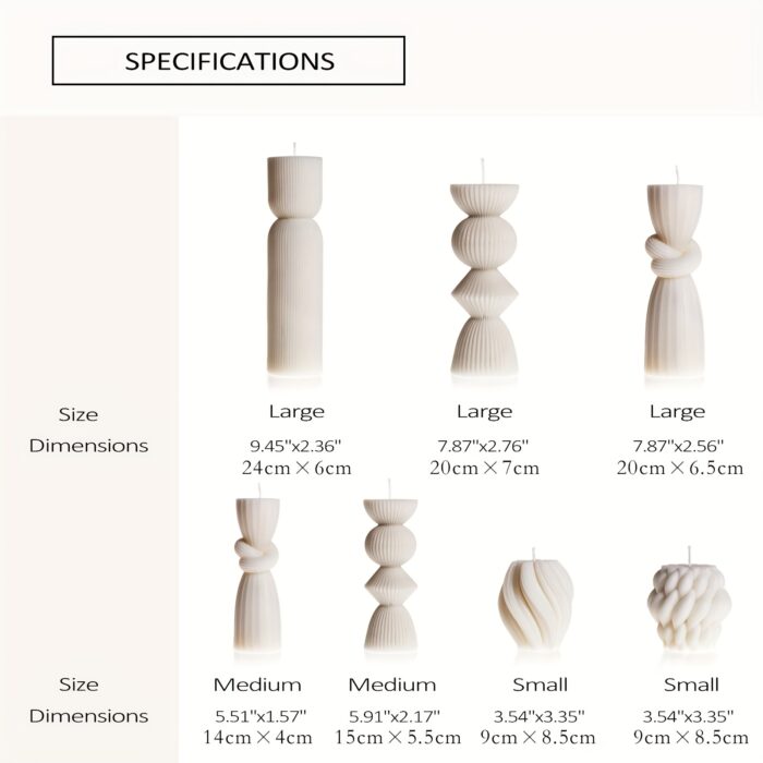7-Pack Large Ribbed Pillar Candles - Soy Wax Handmade Home Decor Candles For Housewarming Gift, Shelf Decor, Wedding, Dining Table Centerpiece - 图片 8