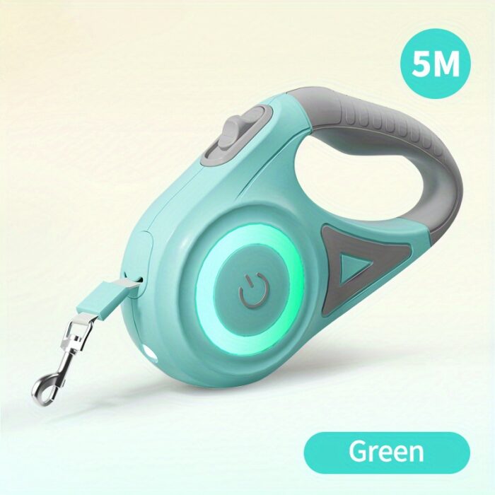 16ft Retractable Dog Leash - Hands-Free, LED Flashlight, Durable Nylon for Nighttime Walks & Runs, One-Button Brake & Lock | Comfortable Grip - 图片 6