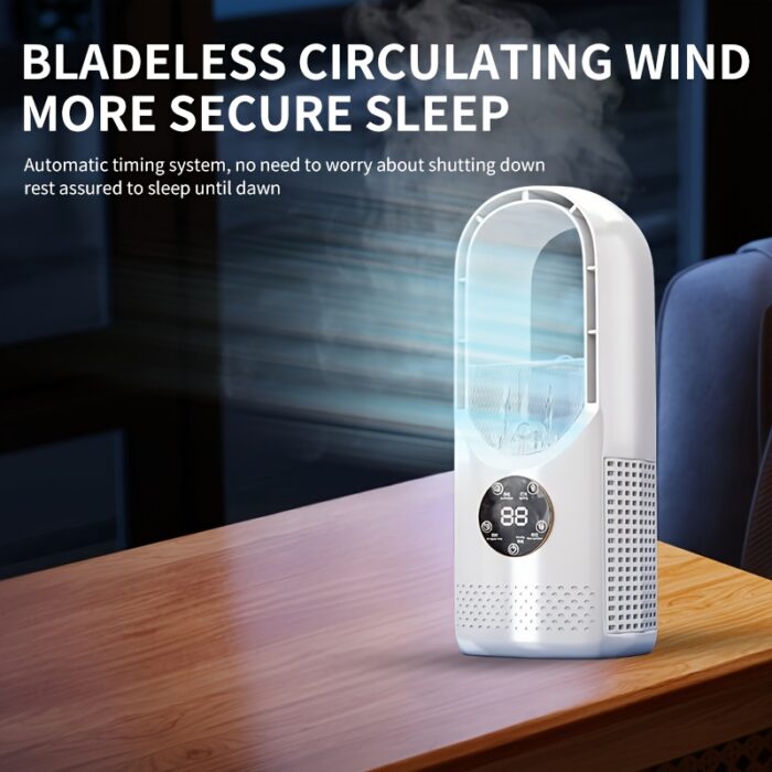 Portable Air Conditioning Fan USB Tower Fan Desktop Bladeless Fan - With Water Mist Cooling, Seven-color LED Ambient Light, Timer And Smart Shutdown - Perfect For Office, Travel, Camping And Home Essentials - 图片 8