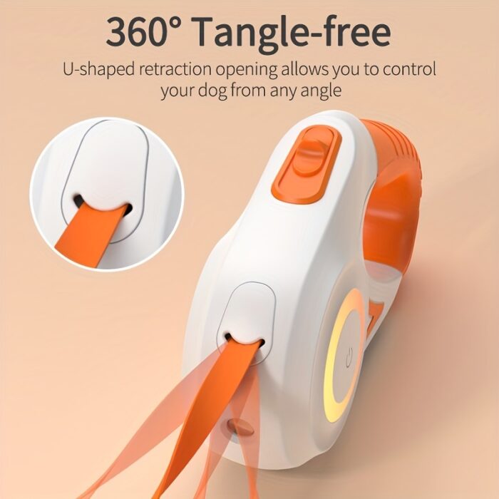 16ft Retractable Dog Leash - Hands-Free, LED Flashlight, Durable Nylon for Nighttime Walks & Runs, One-Button Brake & Lock | Comfortable Grip - 图片 3