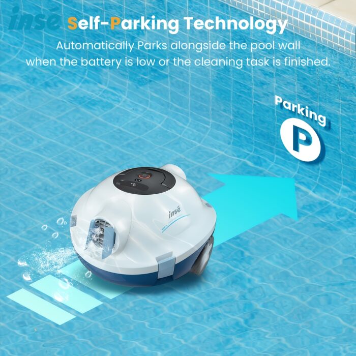 2025 New INSE Cordless Robotic Pool Cleaner, Automatic Vacuum, 90-Min Long Runtime, Self-Parking, Lightweight, Ideal for Flat Above/In-Ground Pool Up to 65 Feet/1100 Sq.Ft - 图片 5
